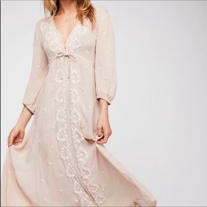 Free People Embroidered Fable Midi Dress